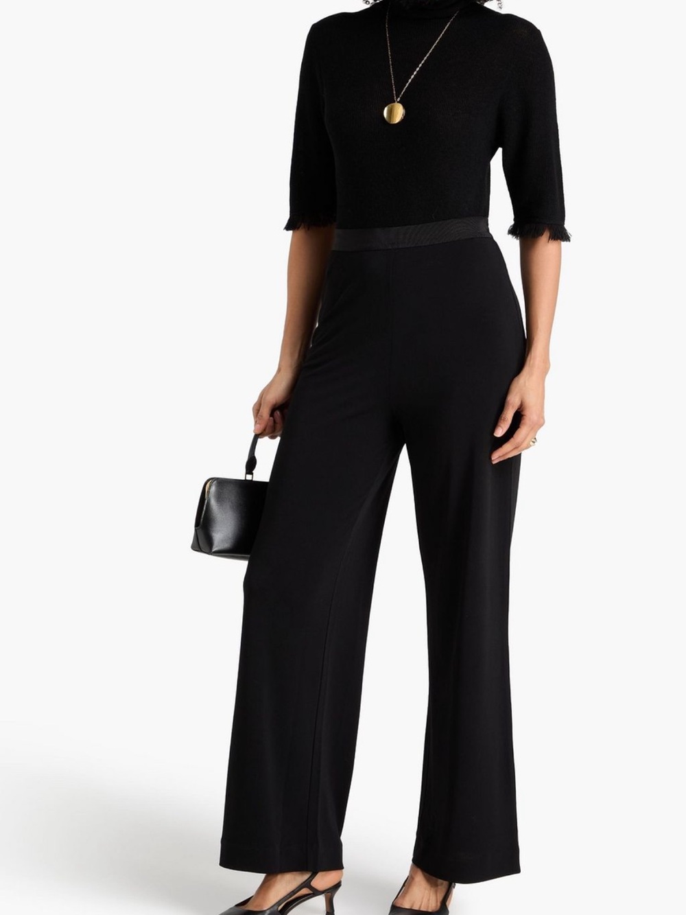 By Malene Birger Mandala Wide Leg Palazzo Pants Black Quiet Luxury Minimalist S
